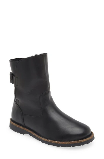 Birkenstock Upsalla Genuine Shearling Suede Boot In Black Leather
