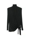 Saint Laurent Draped Wool-jersey Mini Dress In Black
