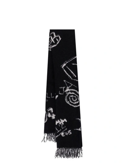 Etudes Studio Magnolia All-over Graffiti Scarf In Black