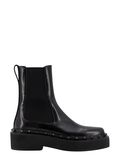 Valentino Garavani Patent Leather Ankle Boots In Black