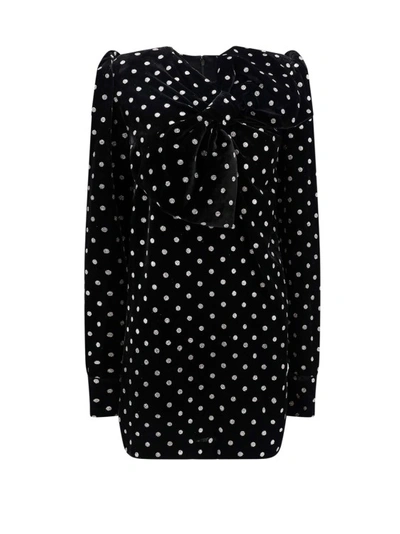 BALMAIN VELVET DRESS WITH LUREX POLKA-DOTS MOTIF