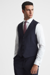Reiss Navy Modern Fit Wool Blend Waistcoat In Navy