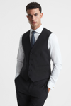 Reiss Hope - Black Modern Fit Travel Waistcoat, 40