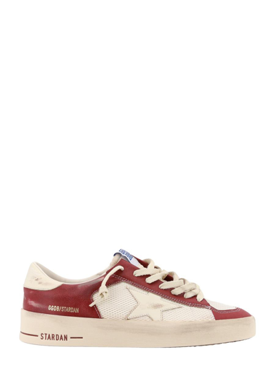 Golden Goose Men's Stardan Vintage Leather Low-top Sneakers In White Ecru Red White