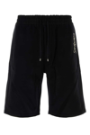 Saint Laurent Logo Cotton Shorts In Black