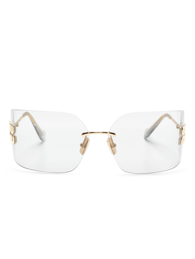 Miu Miu Gold-tone Runway Rimless Sunglasses