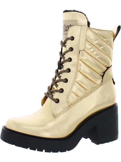 Franco Sarto Dizzy Womens Faux Fur Lined Round Toe Combat & Lace-up Boots In Multi
