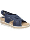 Bella Vita Cosette Womens Faux Leather Criss-cross Wedge Sandals In Blue