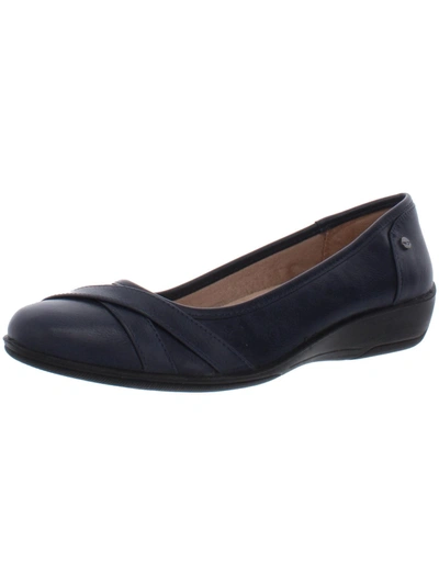 Lifestride I Loyal Womens Faux Leather Closed Toe Ballet Flats In Blue