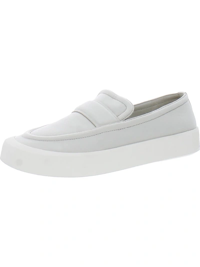 Vince Womens Faux Leather Slip On Loafers In White