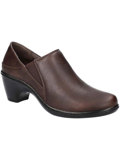 Easy Street Ryalee Womens Faux Leather Round Toe Booties In Brown