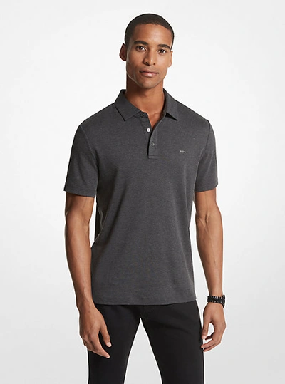 Michael Kors Embroidered Logo Cotton Polo Shirt In Grey