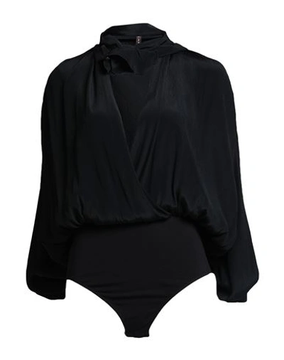 Manila Grace Woman Bodysuit Black Size 10 Acetate, Silk, Cotton, Elastane