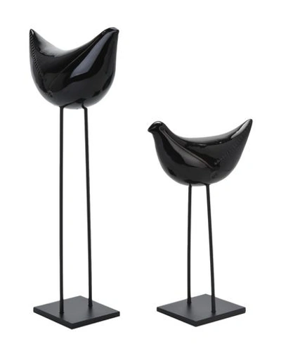 Bitossi Ceramiche Set Of 2 Birds On Stand Small Object For Home Black Size - Ceramic
