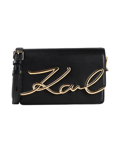Karl Lagerfeld K/signature Md Shoulderbag Woman Cross-body Bag Black Size - Bovine Leather In Black