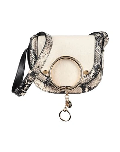 See By Chloé Mara Bag In Python Print Leather And Cotton Canvas In Beige