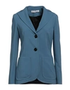 Attic And Barn Woman Blazer Pastel Blue Size 10 Polyester, Viscose, Elastane In Blue