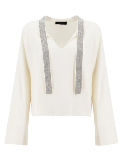 Fabiana Filippi White Platinum Yarn Sweater In Neutrals