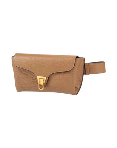 Coccinelle Woman Bum Bag Camel Size - Soft Leather In Beige