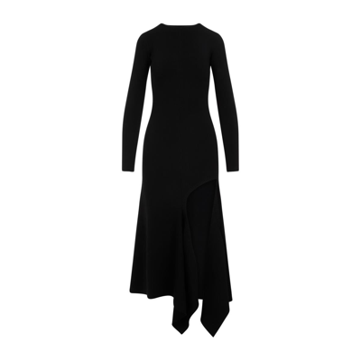 Y/project Asymmetric Jersey Long Sleeve Dress In Black