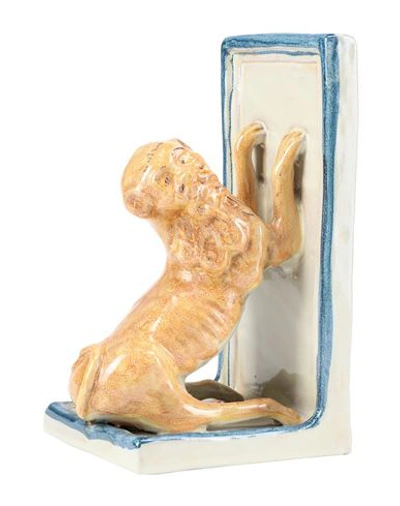 Ceramiche Alessi Bookend With Lion Small Object For Home Ivory Size - Ceramic In White