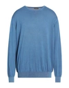 Rossopuro Man Sweater Slate Blue Size 8 Cotton In Blue
