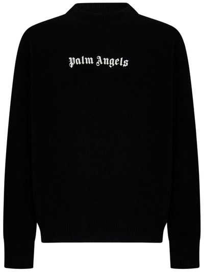 Palm Angels Logo Crewneck Sweater In Black
