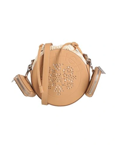 High Woman Cross-body Bag Sand Size - Soft Leather, Cotton In Beige
