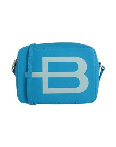 Baldinini Woman Cross-body Bag Azure Size - Calfskin, Pvc - Polyvinyl Chloride In Blue