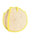 Parme Marin Woman Cross-body Bag Lime Green Size - Soft Leather, Natural Raffia In Green