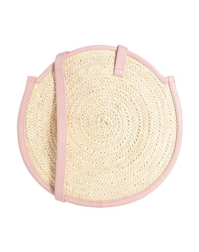 Parme Marin Woman Cross-body Bag Pink Size - Soft Leather, Natural Raffia