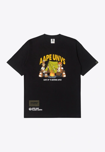 Aape R Printed Crew Neck T-shirt In Black