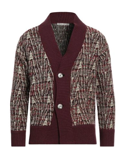 Neill Katter Man Cardigan Burgundy Size L Wool, Polyamide In Red