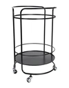 Fornasetti Round Trolley Diam 40 Cm - Matt Yellow Outdoor Furniture Black Size - Iron
