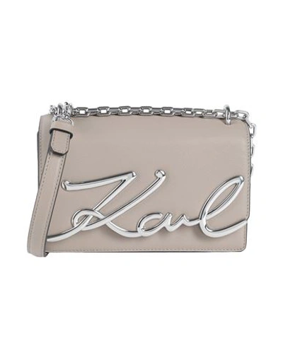 Karl Lagerfeld K/signature Sm Shoulderbag Woman Cross-body Bag Dove Grey Size - Bovine Leather