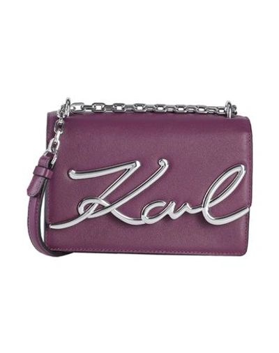 Karl Lagerfeld K/signature Sm Shoulderbag Woman Cross-body Bag Plum Size - Bovine Leather In Purple