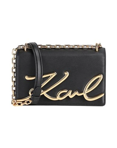 Karl Lagerfeld Small Signature Leather Shoulder Bag In Black