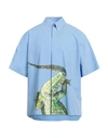 Msgm Man Shirt Light Blue Size 16 Cotton