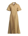 Erika Cavallini Woman Midi Dress Camel Size 8 Cotton, Elastane In Beige