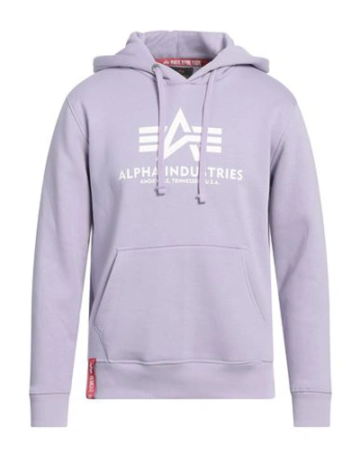 Alpha Industries Man Sweatshirt Lilac Size L Cotton, Polyester In Purple