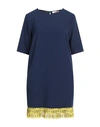Blugirl Blumarine Woman Mini Dress Navy Blue Size 6 Polyester, Elastane