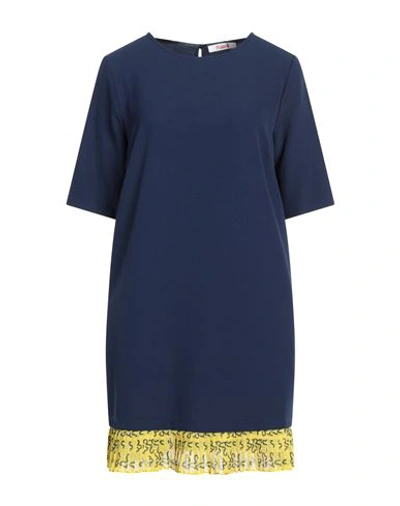 Blugirl Blumarine Woman Mini Dress Navy Blue Size 10 Polyester, Elastane