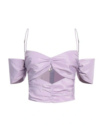 Elisabetta Franchi Woman Top Lilac Size 4 Polyester In Purple