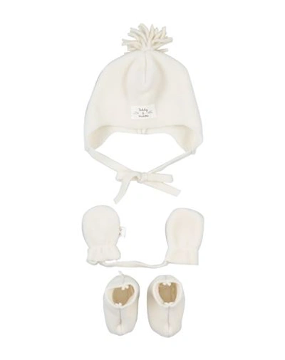 Teddy & Minou Newborn Boy Baby Accessories Set White Size 3 Polyester, Viscose