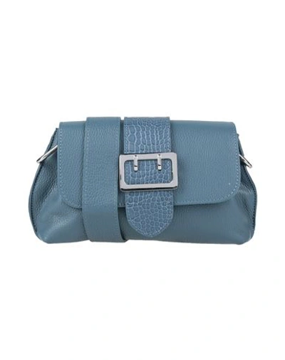 Ab Asia Bellucci Woman Cross-body Bag Slate Blue Size - Soft Leather