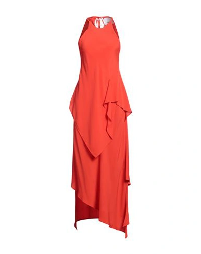Erika Cavallini Woman Maxi Dress Orange Size 12 Acetate, Silk