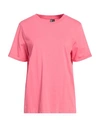 Pieces Woman T-shirt Fuchsia Size L Cotton In Pink