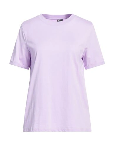 Pieces Woman T-shirt Lilac Size L Cotton In Purple