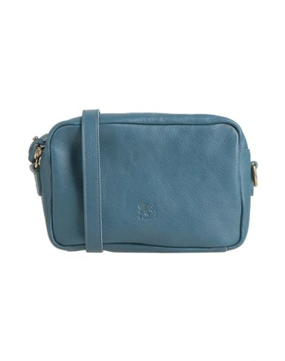 Il Bisonte Woman Cross-body Bag Slate Blue Size - Soft Leather In Blue