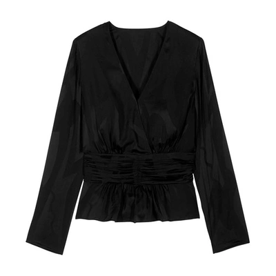 Ba&sh Ba & Sh Bode Ruched Blouse In Carbon